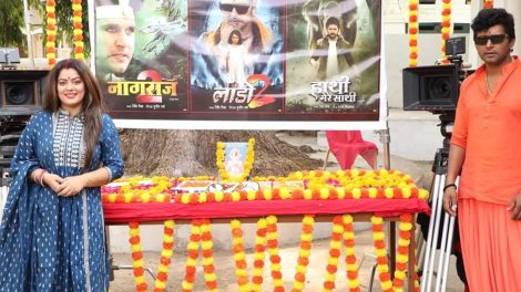 एक साथ तीन फिल्मों का मुहूर्त कर नए कीर्तिमान स्थापित कर रही निर्मात्री निधि मिश्रा .